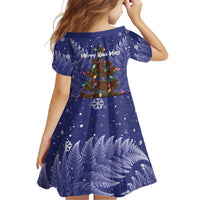 Kiwi New Zealand Christmas Family Matching Tank Maxi Dress and Hawaiian Shirt Meri Kirihimete Silver Fern - Blue Color LT14 - Polynesian Pride
