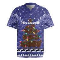 Kiwi New Zealand Christmas Rugby Jersey Meri Kirihimete Silver Fern - Blue Color