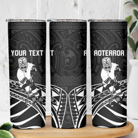 Personalised Aotearoa Ice Hockey Skinny Tumbler NZ Tiki Mascot - Maori Pattern LT14