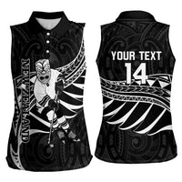Custom Aotearoa Ice Hockey Women Sleeveless Polo Shirt NZ Tiki Mascot - Maori Pattern