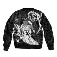 Personalised New Zealand Surfing Bomber Jacket Aotearoa Maori Tiki Haka