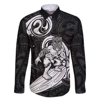 Personalised New Zealand Surfing Family Matching Mermaid Dress and Hawaiian Shirt Aotearoa Maori Tiki Haka