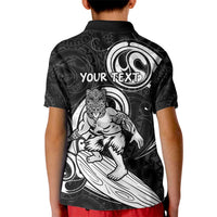 Personalised New Zealand Surfing Kid Polo Shirt Aotearoa Maori Tiki Haka