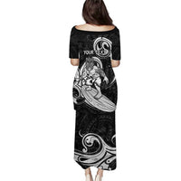 Personalised New Zealand Surfing Puletasi Aotearoa Maori Tiki Haka