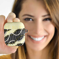 Black Palaka Hawaii AirPods Case Kukui Nut Pikake Lei Hawaiian Tapa Pattern - Polynesian Pride