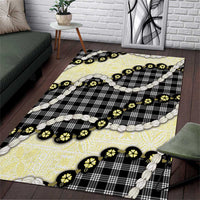 Black Palaka Hawaii Area Rug Kukui Nut Pikake Lei Hawaiian Tapa Pattern - Polynesian Pride