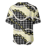 Black Palaka Hawaii Baseball Jersey Kukui Nut Pikake Lei Hawaiian Tapa Pattern - Polynesian Pride