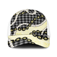 Black Palaka Hawaii Baseball Net Cap Kukui Nut Pikake Lei Hawaiian Tapa Pattern LT14 One Size White Black - Polynesian Pride