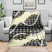 Black Palaka Hawaii Blanket Kukui Nut Pikake Lei Hawaiian Tapa Pattern - Polynesian Pride