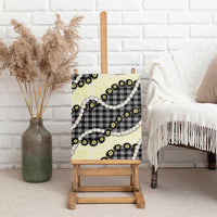 Black Palaka Hawaii Canvas Wall Art Kukui Nut Pikake Lei Hawaiian Tapa Pattern - Polynesian Pride