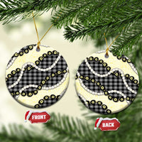 Black Palaka Hawaii Ceramic Ornament Kukui Nut Pikake Lei Hawaiian Tapa Pattern - Polynesian Pride