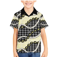 Black Palaka Hawaii Family Matching Mermaid Dress and Hawaiian Shirt Kukui Nut Pikake Lei Hawaiian Tapa Pattern - Polynesian Pride