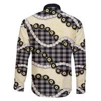 Black Palaka Hawaii Family Matching Off The Shoulder Long Sleeve Dress and Hawaiian Shirt Kukui Nut Pikake Lei Hawaiian Tapa Pattern - Polynesian Pride