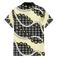 Black Palaka Hawaii Family Matching Off Shoulder Maxi Dress and Hawaiian Shirt Kukui Nut Pikake Lei Hawaiian Tapa Pattern LT14 - Polynesian Pride