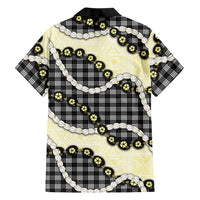 Black Palaka Hawaii Family Matching Summer Maxi Dress and Hawaiian Shirt Kukui Nut Pikake Lei Hawaiian Tapa Pattern - Polynesian Pride