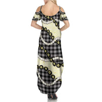 Black Palaka Hawaii Family Matching Summer Maxi Dress and Hawaiian Shirt Kukui Nut Pikake Lei Hawaiian Tapa Pattern - Polynesian Pride
