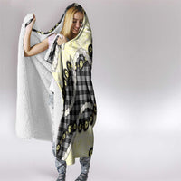 Black Palaka Hawaii Hooded Blanket Kukui Nut Pikake Lei Hawaiian Tapa Pattern - Polynesian Pride