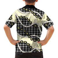 Black Palaka Hawaii Kid Hawaiian Shirt Kukui Nut Pikake Lei Hawaiian Tapa Pattern LT14 - Polynesian Pride
