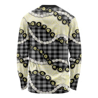 Black Palaka Hawaii Long Sleeve Shirt Kukui Nut Pikake Lei Hawaiian Tapa Pattern - Polynesian Pride