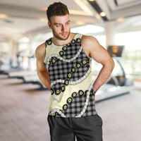 Black Palaka Hawaii Men Tank Top Kukui Nut Pikake Lei Hawaiian Tapa Pattern - Polynesian Pride