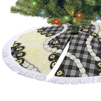 Black Palaka Hawaii Tree Skirt Kukui Nut Pikake Lei Hawaiian Tapa Pattern - Polynesian Pride