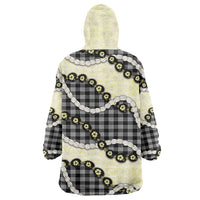 Black Palaka Hawaii Wearable Blanket Hoodie Kukui Nut Pikake Lei Hawaiian Tapa Pattern - Polynesian Pride