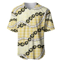 Yellow Palaka Hawaii Baseball Jersey Kukui Nut Pikake Lei Hawaiian Tapa Pattern LT14 Yellow - Polynesian Pride