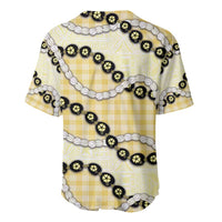 Yellow Palaka Hawaii Baseball Jersey Kukui Nut Pikake Lei Hawaiian Tapa Pattern LT14 - Polynesian Pride