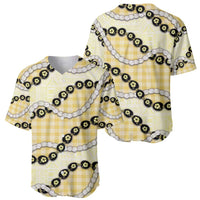 Yellow Palaka Hawaii Baseball Jersey Kukui Nut Pikake Lei Hawaiian Tapa Pattern LT14 - Polynesian Pride