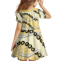 Yellow Palaka Hawaii Family Matching Off Shoulder Maxi Dress and Hawaiian Shirt Kukui Nut Pikake Lei Hawaiian Tapa Pattern - Polynesian Pride