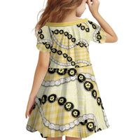 Yellow Palaka Hawaii Family Matching Off Shoulder Short Dress and Hawaiian Shirt Kukui Nut Pikake Lei Hawaiian Tapa Pattern LT14 - Polynesian Pride