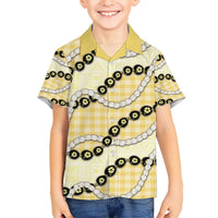 Yellow Palaka Hawaii Hawaiian Shirt Kukui Nut Pikake Lei Hawaiian Tapa Pattern LT14 - Polynesian Pride