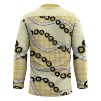 Yellow Palaka Hawaii Hockey Jersey Kukui Nut Pikake Lei Hawaiian Tapa Pattern LT14 - Polynesian Pride
