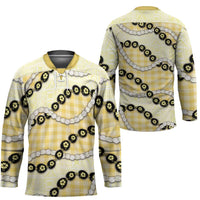 Yellow Palaka Hawaii Hockey Jersey Kukui Nut Pikake Lei Hawaiian Tapa Pattern LT14 - Polynesian Pride