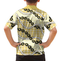 Yellow Palaka Hawaii Kid Hawaiian Shirt Kukui Nut Pikake Lei Hawaiian Tapa Pattern LT14 - Polynesian Pride