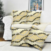 Yellow Palaka Hawaii Pillow Cover Kukui Nut Pikake Lei Hawaiian Tapa Pattern - Polynesian Pride