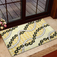 Yellow Palaka Hawaii Rubber Doormat Kukui Nut Pikake Lei Hawaiian Tapa Pattern - Polynesian Pride