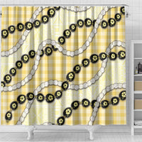 Yellow Palaka Hawaii Shower Curtain Kukui Nut Pikake Lei Hawaiian Tapa Pattern - Polynesian Pride