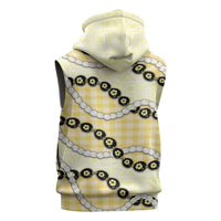 Yellow Palaka Hawaii Sleeveless Zip Hoodie Kukui Nut Pikake Lei Hawaiian Tapa Pattern LT14 - Polynesian Pride