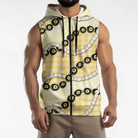 Yellow Palaka Hawaii Sleeveless Zip Hoodie Kukui Nut Pikake Lei Hawaiian Tapa Pattern LT14 - Polynesian Pride