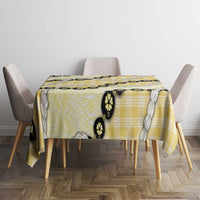 Yellow Palaka Hawaii Tablecloth Kukui Nut Pikake Lei Hawaiian Tapa Pattern - Polynesian Pride