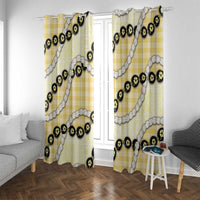 Yellow Palaka Hawaii Window Curtain Kukui Nut Pikake Lei Hawaiian Tapa Pattern - Polynesian Pride