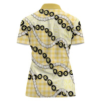 Yellow Palaka Hawaii Women Polo Shirt Kukui Nut Pikake Lei Hawaiian Tapa Pattern - Polynesian Pride