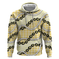 Yellow Palaka Hawaii Zip Hoodie Kukui Nut Pikake Lei Hawaiian Tapa Pattern - Polynesian Pride