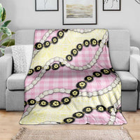 Pink Palaka Hawaii Blanket Kukui Nut Pikake Lei Hawaiian Tapa Pattern - Polynesian Pride