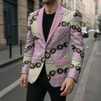 Pink Palaka Hawaii Blazer Kukui Nut Pikake Lei Hawaiian Tapa Pattern - Polynesian Pride