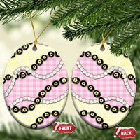 Pink Palaka Hawaii Ceramic Ornament Kukui Nut Pikake Lei Hawaiian Tapa Pattern - Polynesian Pride