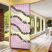 Pink Palaka Hawaii Door Cover Kukui Nut Pikake Lei Hawaiian Tapa Pattern - Polynesian Pride