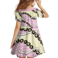 Pink Palaka Hawaii Family Matching Off Shoulder Maxi Dress and Hawaiian Shirt Kukui Nut Pikake Lei Hawaiian Tapa Pattern LT14 - Polynesian Pride
