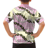 Pink Palaka Hawaii Family Matching Summer Maxi Dress and Hawaiian Shirt Kukui Nut Pikake Lei Hawaiian Tapa Pattern - Polynesian Pride
